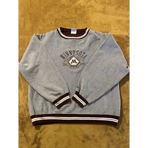 Vntg 90s Minnesota Gophers Sweatshirt Size Large Embroidered Gray Sweatshirt